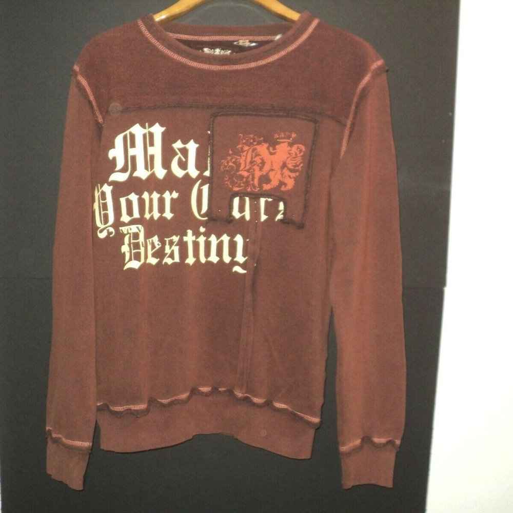 Franky Max Sweatshirt Men's Medium Brown Fleece Long Sleeves NEW